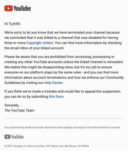 YouTube - об удалении моих каналов 2021-08 eng